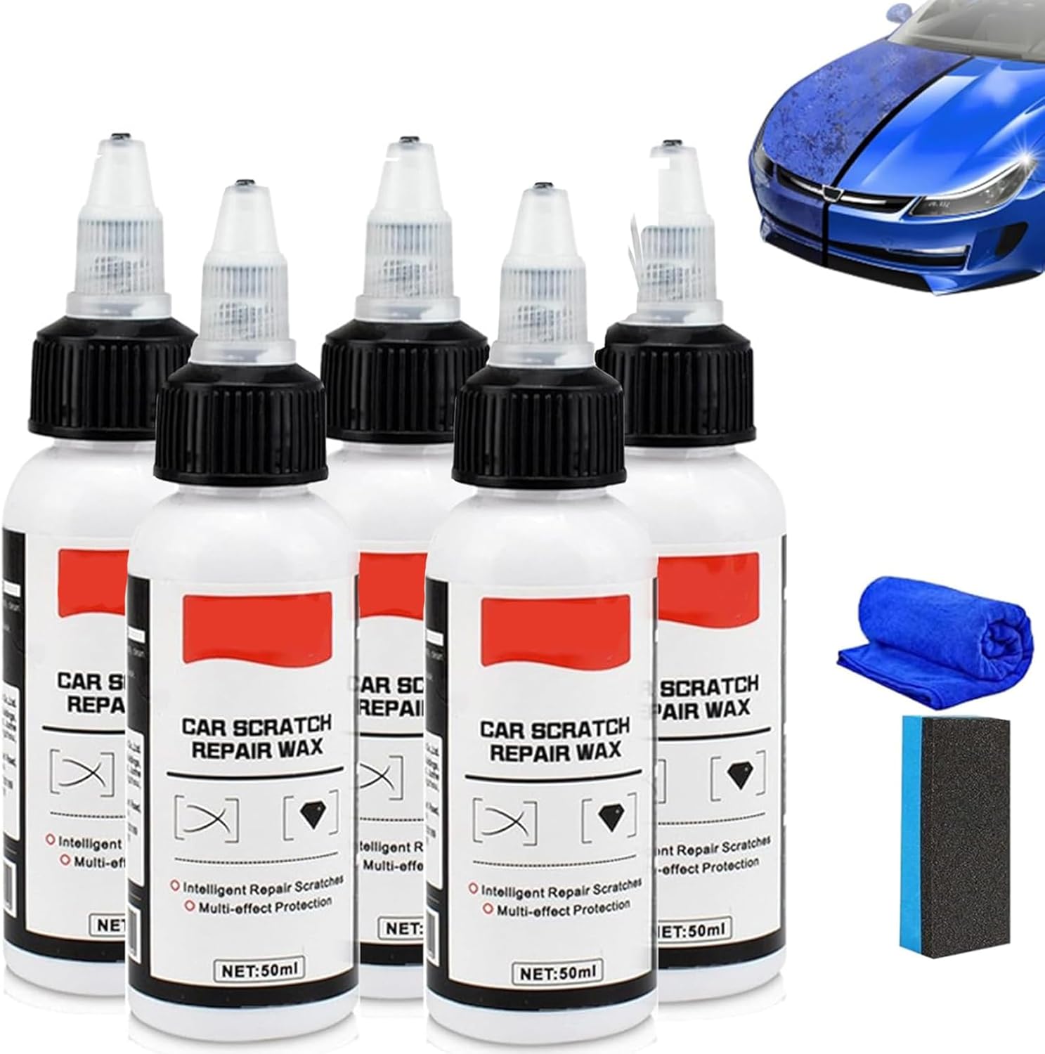 Odalit Paint Restorer, 2025 New Odalit Car Scratch Repair Wax, Car Paint Scratch Repair, Car Scratch Remover for Car Scratches Repairing and Polishing, Scratch Repair for All Vehicles(5SET)